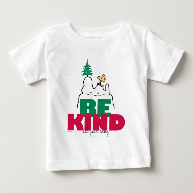 Camiseta Para Bebê Amendoins | Snoopy & Woodstock Be Kind (Frente)