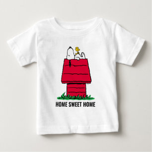 Camiseta Para Bebê Amendoins   Snoopy & Woodstock Doghouse
