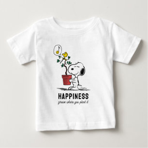 Camiseta Para Bebê Amendoins   Snoopy & Woodstock Plant A Tree