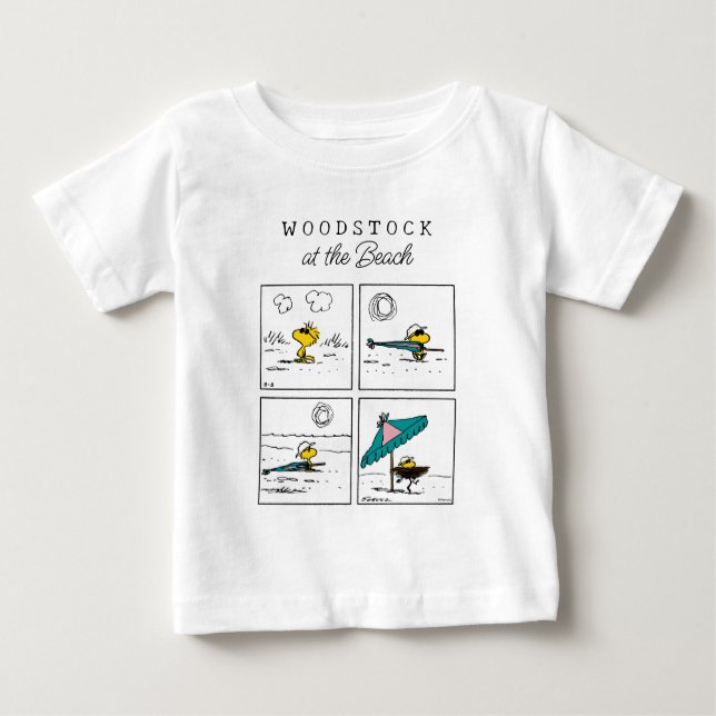 Camiseta Para Bebê Amendoins | Woodstock na praia (Frente)