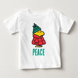 Camiseta Para Bebê Amendoins Woodstock Puffy Jaqueta de inverno