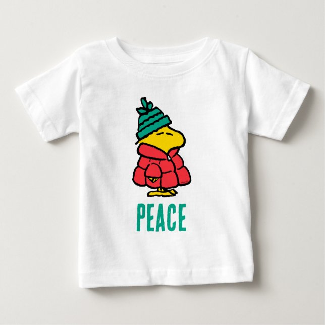 Camiseta Para Bebê Amendoins | Woodstock Puffy Jaqueta de inverno (Frente)