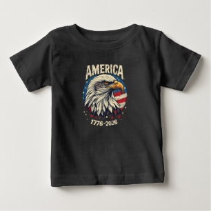 Camiseta Para Bebê América 1776 2026 Águia Careca Bandeira Patriótica