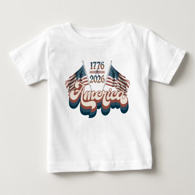 Camiseta Para Bebê America 1776–2026, Patriotic, USA 250 Years (Frente)