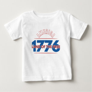 CAMISETA PARA BEBÊ AMÉRICA 1776 TERRA DA LIBERDADE  