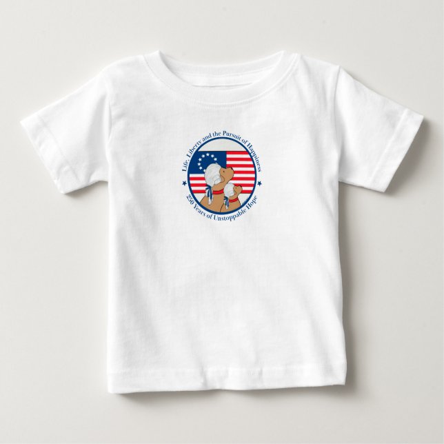 Camiseta Para Bebê America 250 Year Founding Fathers Kids (Frente)