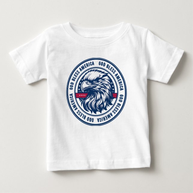 Camiseta Para Bebê América deus abençoe, águia americana em círculo (Frente)