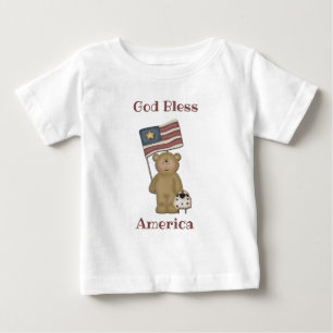 Camiseta Para Bebê América deus abençoe - Urso de Teddy Patriótico