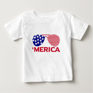 Camiseta Para Bebê América Red White — Óculos de sol azuis