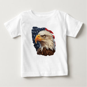 Camiseta Para Bebê American Flag Bald Eagle