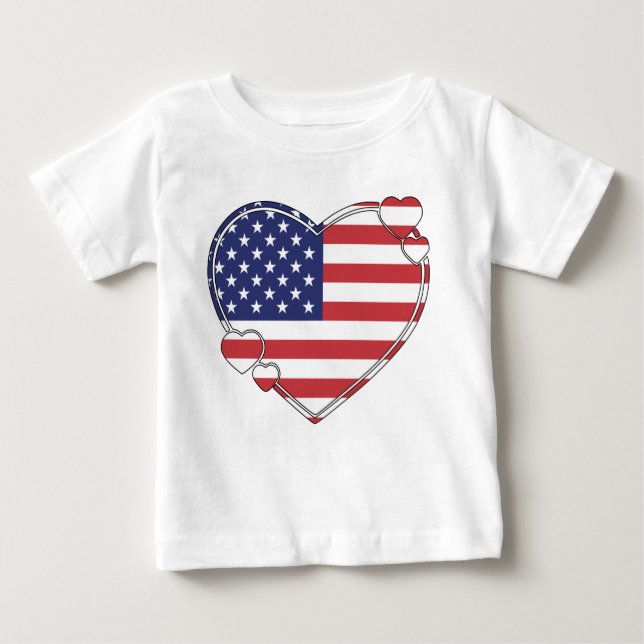 Camiseta Para Bebê American Flag Heart (Frente)