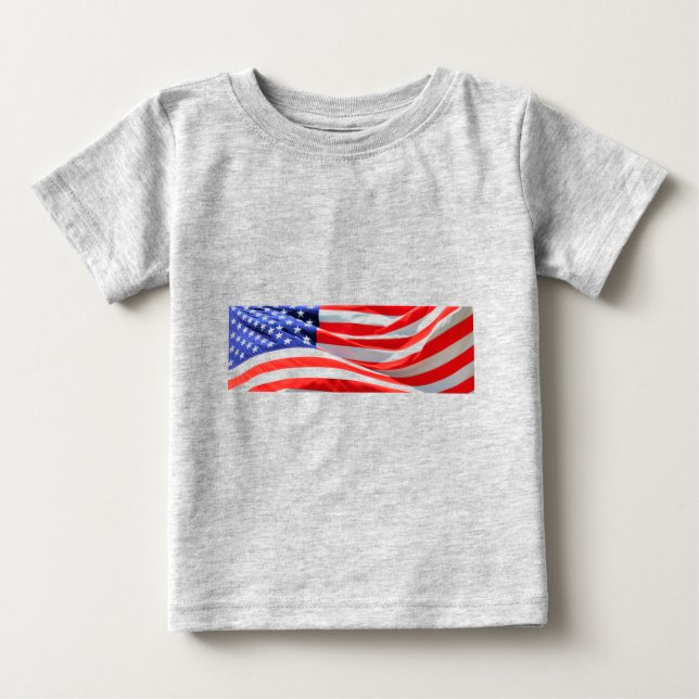Camiseta Para Bebê American Flag, você pode adicionar texto e carrega (Frente)