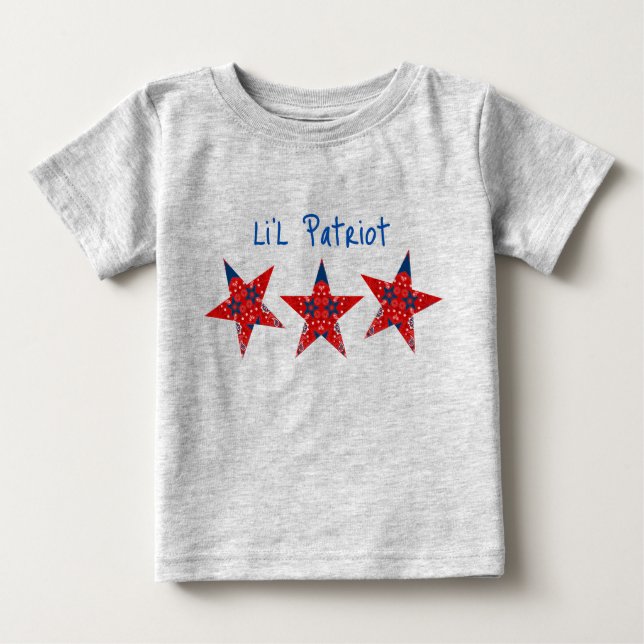 Camiseta Para Bebê Americana Li'l Patriot Bandana Stars Baby T-shirt (Frente)