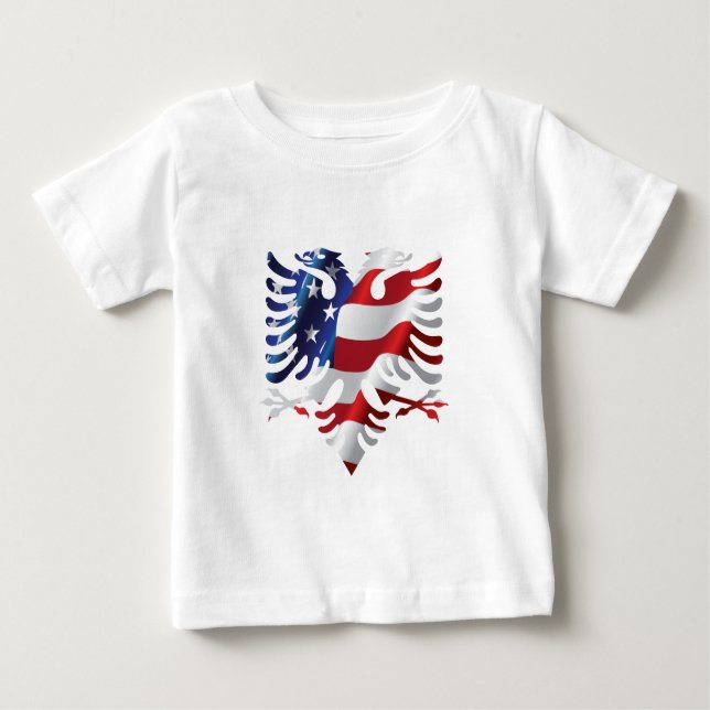 Camiseta Para Bebê Americano albanês Eagle (Frente)