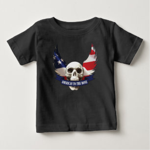Camiseta Para Bebê Americano ao crânio ósseo