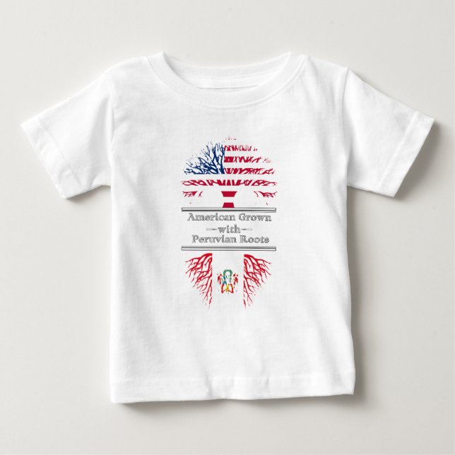 Camiseta Para Bebê Americano crescido com o presente peruano do (Frente)