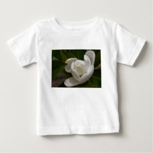 Camiseta Para Bebê Amido de flor branco cremoso de magnólia