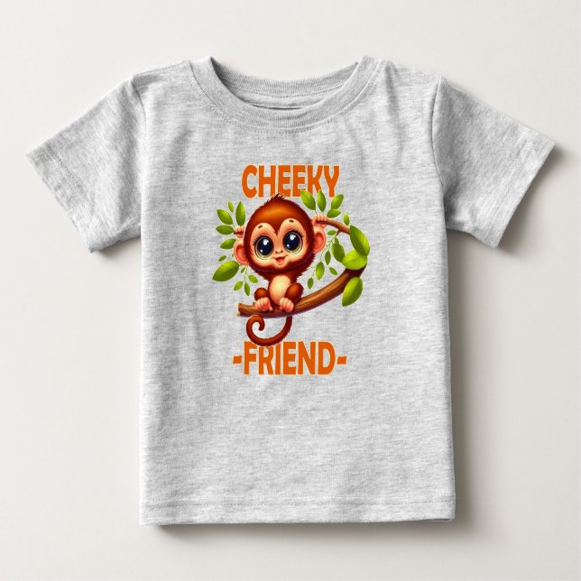 Camiseta Para Bebê Amigo Cheeky trocadilho Macaco-Bebê Bonito em um d (Frente)