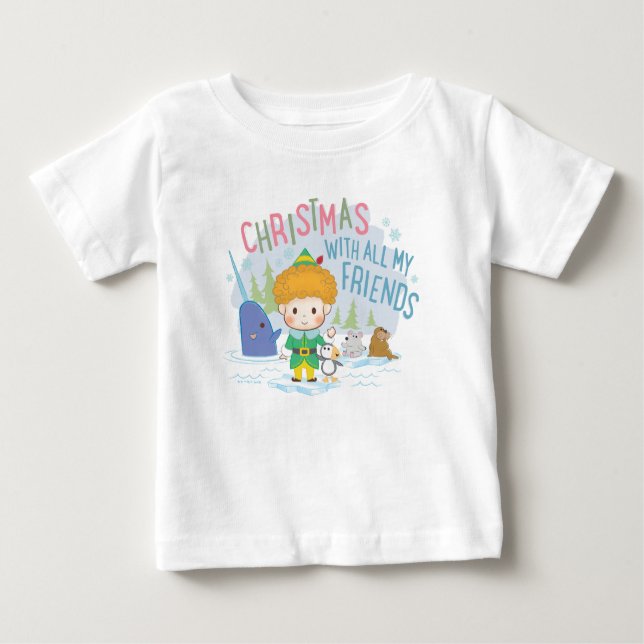 Camiseta Para Bebê Amigo, o Natal do Elf com todos os meus amigos (Frente)