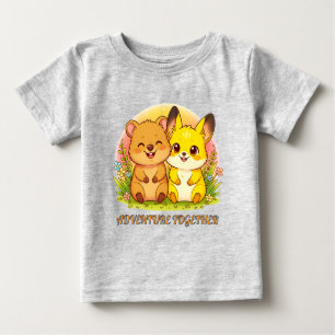 Camiseta Para Bebê Amigos Adoráveis da Floresta Kawaii