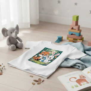 Camiseta Para Bebê Amigos Animais Fofos da Floresta Desenho Infantil