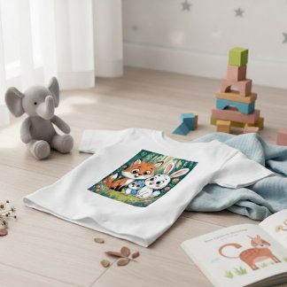 Camiseta Para Bebê Amigos Animais Fofos da Floresta Desenho Infantil