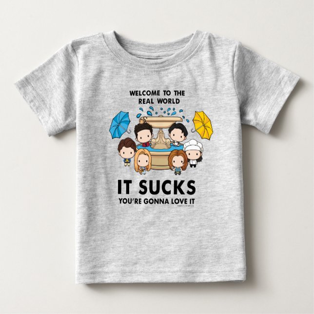 Camiseta Para Bebê AMIGOS™ | Bem-vindo ao Chibi do Mundo Real (Frente)