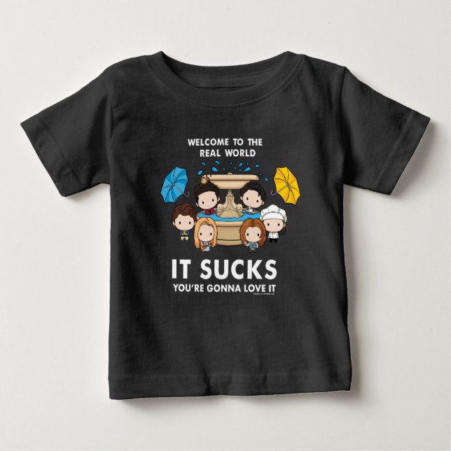 Camiseta Para Bebê AMIGOS™ | Bem-vindo ao Chibi do Mundo Real (Frente)