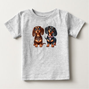 Camiseta Para Bebê Amigos bonitos de dachshund