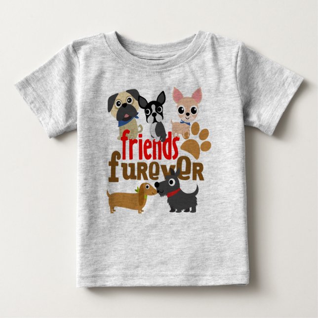 Camiseta Para Bebê Amigos Cães Futuros Cachorros (Frente)