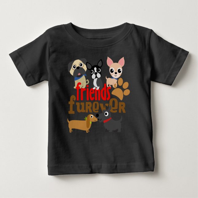 Camiseta Para Bebê Amigos Cães Futuros Cachorros (Frente)