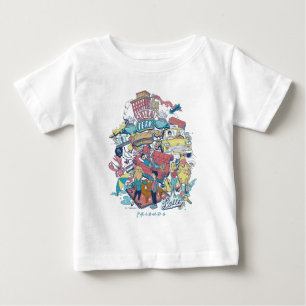 Camiseta Para Bebê AMIGOS™ Colagem de Cartoons