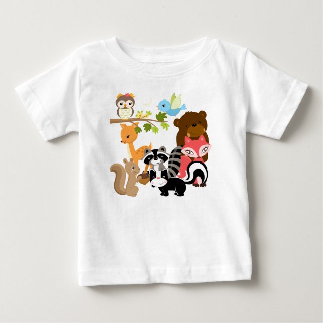 Camiseta Para Bebê Amigos da floresta (Frente)