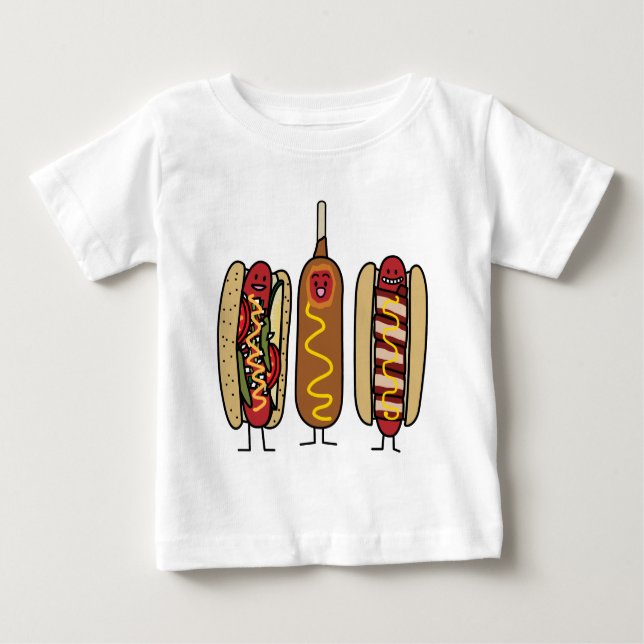 Camiseta Para Bebê Amigos do cachorro quente (Frente)