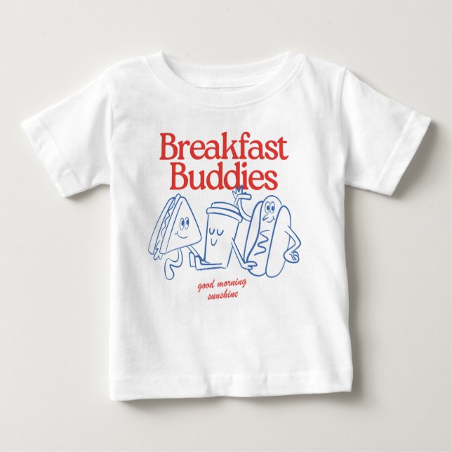 Camiseta Para Bebê Amigos do café da manhã (Frente)