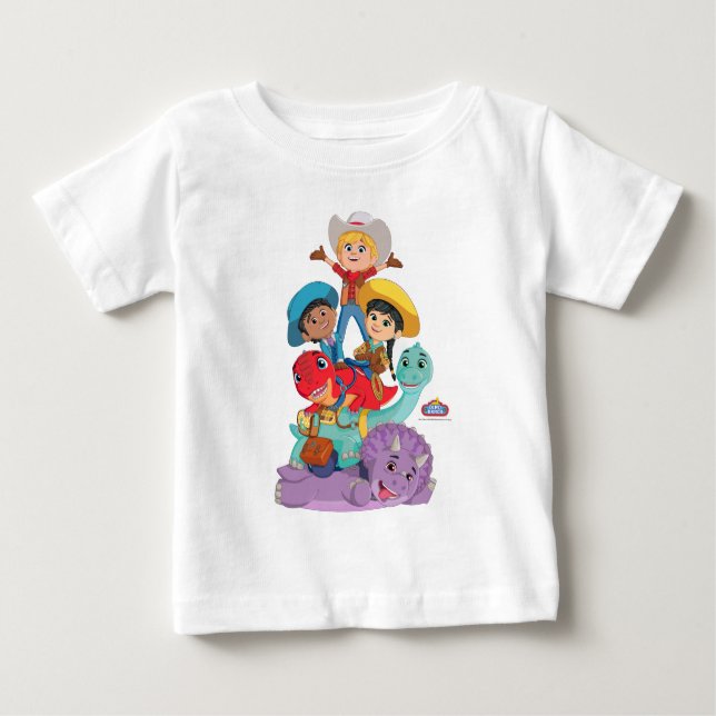 Camiseta Para Bebê Amigos do Rancho dos Dinossauros (Frente)