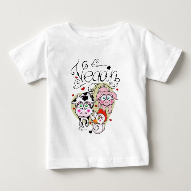 Camiseta Para Bebê Amigos do Vegan (Frente)