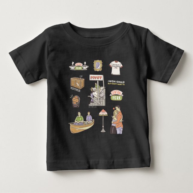 Camiseta Para Bebê AMIGOS™ | Ícones de desenho 2 (Frente)