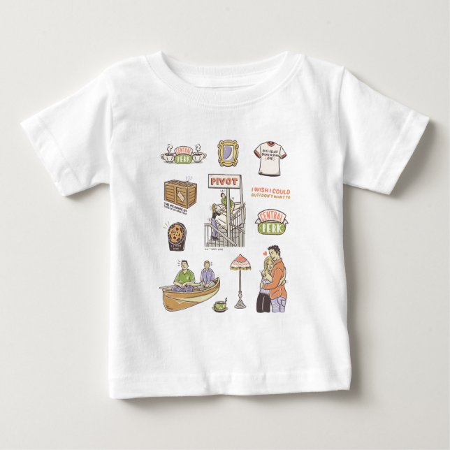 Camiseta Para Bebê AMIGOS™ | Ícones de desenho animado (Frente)