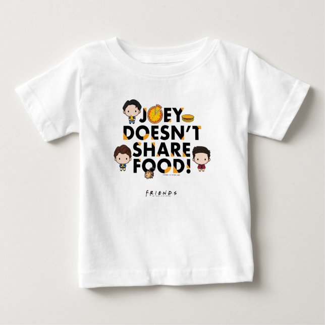 Camiseta Para Bebê AMIGOS™ | Joey não compartilha Comida Chibi (Frente)