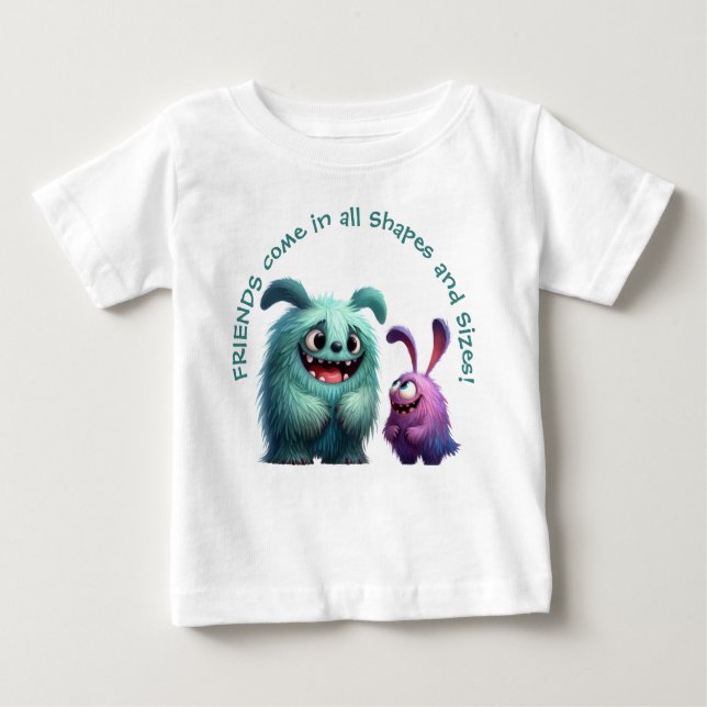 Camiseta Para Bebê Amigos monstros: Suzi & Bob (Frente)