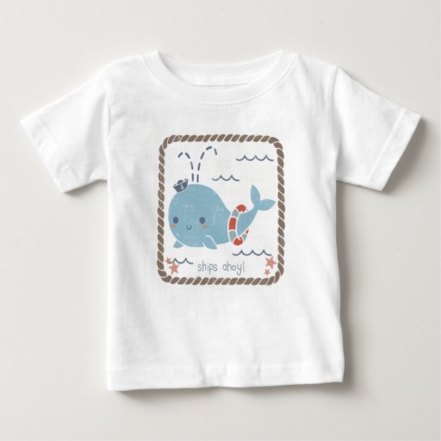 Camiseta Para Bebê Amigos náuticos - Baleia (Frente)