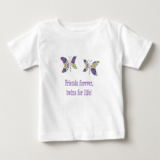Camiseta Para Bebê Amigos Para Gêmeos Para Sempre Para A Vida (Frente)