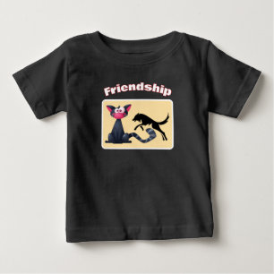 Camiseta Para Bebê Amigos Para Sempre – Conjunto de Bebê de Gato & Ra