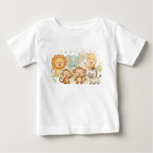 Camiseta Para Bebê Amigos Sorridentes da Savana