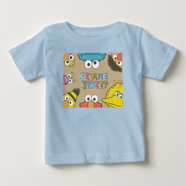 Camiseta Para Bebê Amigos Vintage da Rua Sésamo (Frente)