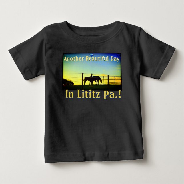 Camiseta Para Bebê Amish Fazenda Lititz Pa. Visite Lititz! Crianças (Frente)