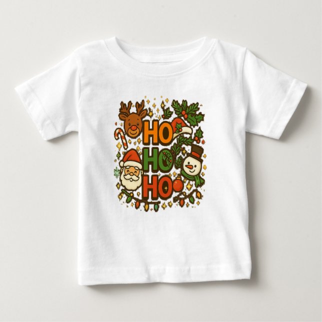 Camiseta Para Bebê AMITA | HO HO HO Holiday Crew Tee (Frente)