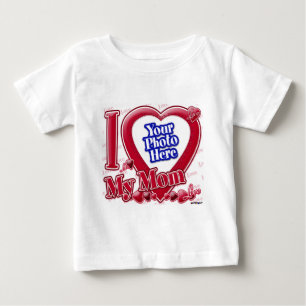 Camiseta Para Bebê Amo o coração vermelho da minha mãe - foto