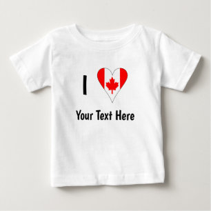 Camiseta Para Bebê Amo (Sinalizador de Coração do Canadá) Seu Texto P
